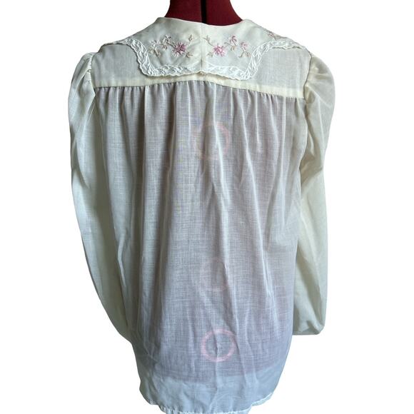 Gunne Sax Vintage Embroidered Cream Cotton Blend Peter‎ Pan Collared Blouse - Picture 5 of 9